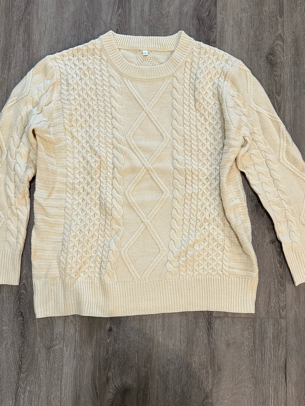 Classic Cable Knit Crewneck Sweater - Cream